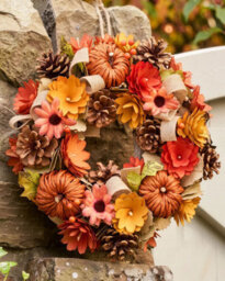 Dibor Pumpkin Patch Wreath 30 Cm Preserved Autumn Door Wreath With Pinecones And Pumpkins. - thumbnail 2