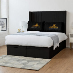 UKBEDFURNITURE Luxor Plush Black End Opening Divan Ottoman Bed With 54 Inch Headboard - thumbnail 1