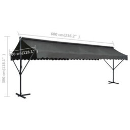Walplus Free Standing Awning Garden Sun Shade Canopy Gazebo For Back Door, Porch, Patio 600X300 Cm Anthracite - thumbnail 8