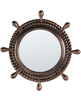 Wyld And Coco Nautical Rope Frame Wall Mirror Dark Brown 46Cm Diameter Vintage Distressed Finish - image 1