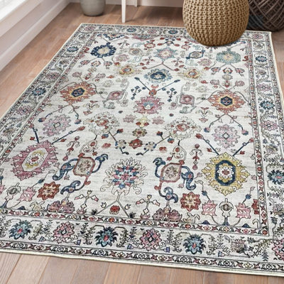 Multicoloured Vintage Floral Medium Rug, (L)160Cm X (W)120Cm - image 1