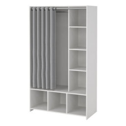 Furniture To Go Uppsala Open Mobile Wardrobe Unit In White With A Grey Textile Curtain - thumbnail 3