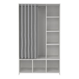 Furniture To Go Uppsala Open Mobile Wardrobe Unit In White With A Grey Textile Curtain - thumbnail 2