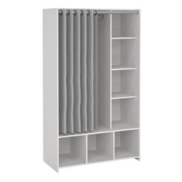 Furniture To Go Uppsala Open Mobile Wardrobe Unit In White With A Grey Textile Curtain - thumbnail 1