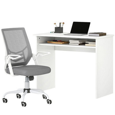 Home Office Desk & Ergonomic Mesh Chair Set With Shelf Lumbar Support - image 1