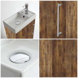Homestylestore 400mm Dark Oak Floorstanding Bathroom Vanity Unit And Chrome T Bar Handle - thumbnail 2