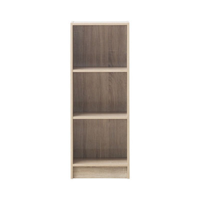 Timber Art Design 3 Tier Medium Narrow Bookcase Shelving Unit Living Room Office Bedroom Sonoma Oak - image 1