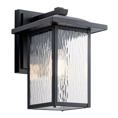 Luminosa Lighting Elstead Kichler Cappanna Medium Outdoor Wall Lantern Traditional Textured Black Ip44 1X E27 - image 1