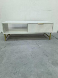 Kosy Koala Modern White Coffee Table With Storage, Gold Metal Legs And Handles, Stylish Centre Table For Living Room And Lounge - thumbnail 1