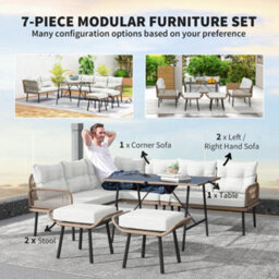 Wyld Haus Sacoel Natural Rattan 8-Seater Modular Outdoor Corner Sofa Set With Tempered Glass Table - thumbnail 5