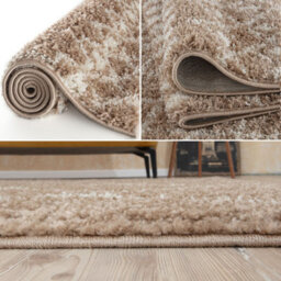 The Rugs Soft Moroccan Diamond Shaggy Rugs And Runners High Pile Beige And Ivory Living Room Kitchen Hallway 1020 - thumbnail 4