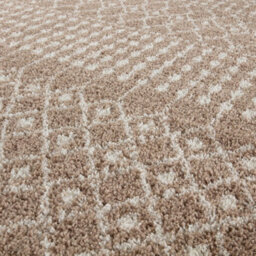The Rugs Soft Moroccan Diamond Shaggy Rugs And Runners High Pile Beige And Ivory Living Room Kitchen Hallway 1020 - thumbnail 3