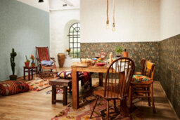 As Creation Bricoflor Non-Woven Wallpaper, Moroccan & Tiled Wallpaper, Oriental, Vintage In Blue, Brown - 10,05 X 0,53 M - thumbnail 2