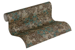 As Creation Bricoflor Non-Woven Wallpaper, Moroccan & Tiled Wallpaper, Oriental, Vintage In Blue, Brown - 10,05 X 0,53 M - thumbnail 6