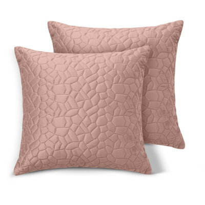 Ameha Pink Embossed Pebbles Velvet Cushion Cover, 18X18 Inch, Pack Of 2, Ultra Soft, Breathable & Hypoallergenic