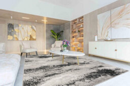 Elysium Modern Abstract Action Living Room Area Rug Metallic Sheen- Mist Grey 60Cm X 220Cm - thumbnail 3
