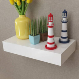 Berkfield White Mdf Floating Wall Display Shelf 1 Drawer Book/dvd Storage - thumbnail 5
