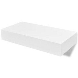 Berkfield White Mdf Floating Wall Display Shelf 1 Drawer Book/dvd Storage - thumbnail 3