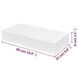 Berkfield White Mdf Floating Wall Display Shelf 1 Drawer Book/dvd Storage - thumbnail 6