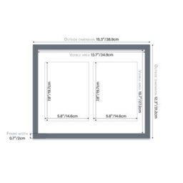 14X11 Inch 2 Opening Photo Collage Frame, Display Two 8X6 Inch Photos, Multi Aperture Family Picture Frame, Grey - thumbnail 4