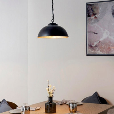 Anson Lighting Austin Pendant Light Finished In Matt Black And Gold Leaf - image 1