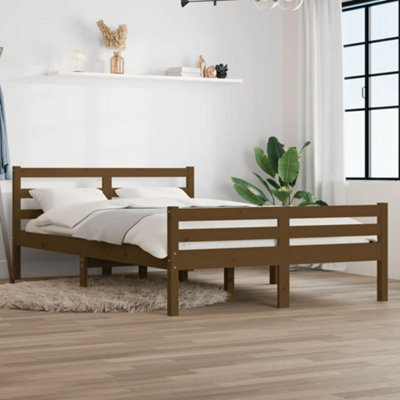 Berkfield Bed Frame Honey Brown Solid Wood 140X190 Cm - image 1