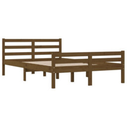 Berkfield Bed Frame Honey Brown Solid Wood 140X190 Cm - thumbnail 4