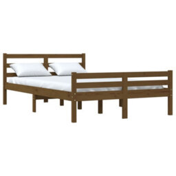 Berkfield Bed Frame Honey Brown Solid Wood 140X190 Cm - thumbnail 3