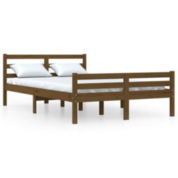 Berkfield Bed Frame Honey Brown Solid Wood 140X190 Cm - thumbnail 2