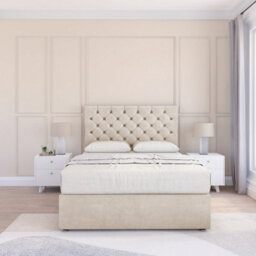 "Sloomy 3Ft Mayfair Divan Bed Base Cream Plush ,2 Drawers & 54"" Floor Standing Headboard - Single" - thumbnail 2