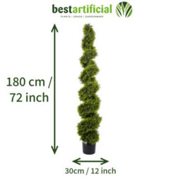 Pair Of Best Artificial 6Ft - 180Cm Green Cedar Spiral Twist Topiary Trees - Suitable For Outdoor Use - thumbnail 3
