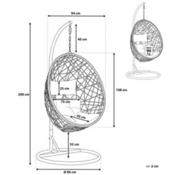 Beliani Hanging Chair With Stand Alatri Pe Rattan Black - thumbnail 3