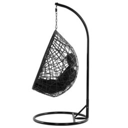 Beliani Hanging Chair With Stand Alatri Pe Rattan Black - thumbnail 5