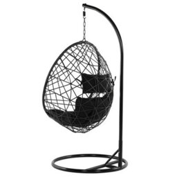 Beliani Hanging Chair With Stand Alatri Pe Rattan Black - thumbnail 6