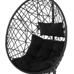 Beliani Hanging Chair With Stand Alatri Pe Rattan Black - thumbnail 7
