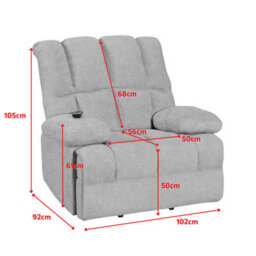 Beige Electric Lift Recliner Chair Chenille Upholstery Handset Control Riser Function - thumbnail 8