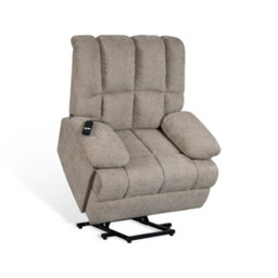 Beige Electric Lift Recliner Chair Chenille Upholstery Handset Control Riser Function - thumbnail 4