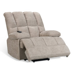 Beige Electric Lift Recliner Chair Chenille Upholstery Handset Control Riser Function - thumbnail 5