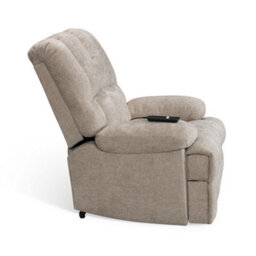 Beige Electric Lift Recliner Chair Chenille Upholstery Handset Control Riser Function - thumbnail 6
