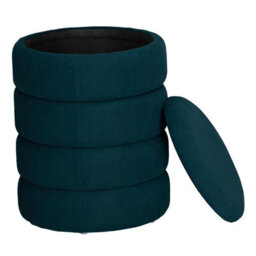 Urbn-Living Urbnliving Height 45.5Cm Soft Velvet Round Teal Blue Ottoman Storage Pouffe Footstool Dressing Vanity Chair - thumbnail 2