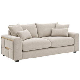 Furnishings For Less UK Juno Beige Chenille 3 + 2 Seater Sofa Set With Removable Cushions - thumbnail 4
