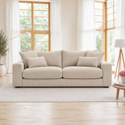 Furnishings For Less UK Juno Beige Chenille 3 + 2 Seater Sofa Set With Removable Cushions - thumbnail 8