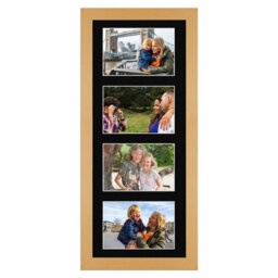 AK Frames 50X20Cm Country Pine Modern Multi Photo Frame With Black Mount - Holds 4 Apertures (4X) 6X4 Photos