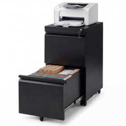 Costway 2-Drawer Mobile File Cabinet Rolling Metal Filing Cabinet W/ 2 Keys For A4-Black - thumbnail 1