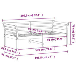 Berkfield Day Bed Without Mattress White 90X190 Cm Single Solid Wood Pine - thumbnail 9