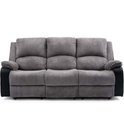 More4Homes Postana Manual High Back Jumbo Cord Fabric Recliner 3 Seater Sofa (Grey) - thumbnail 4