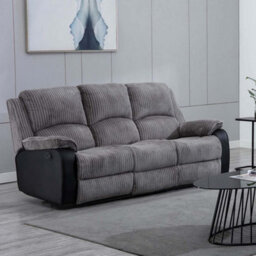More4Homes Postana Manual High Back Jumbo Cord Fabric Recliner 3 Seater Sofa (Grey) - thumbnail 7
