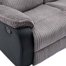 More4Homes Postana Manual High Back Jumbo Cord Fabric Recliner 3 Seater Sofa (Grey) - thumbnail 6