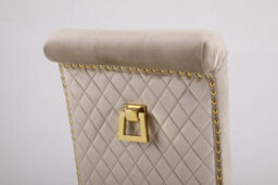 Modernique A Pair Of Velvet Dining Chairs With Golden Legs In Cream - thumbnail 7