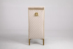 Modernique A Pair Of Velvet Dining Chairs With Golden Legs In Cream - thumbnail 4